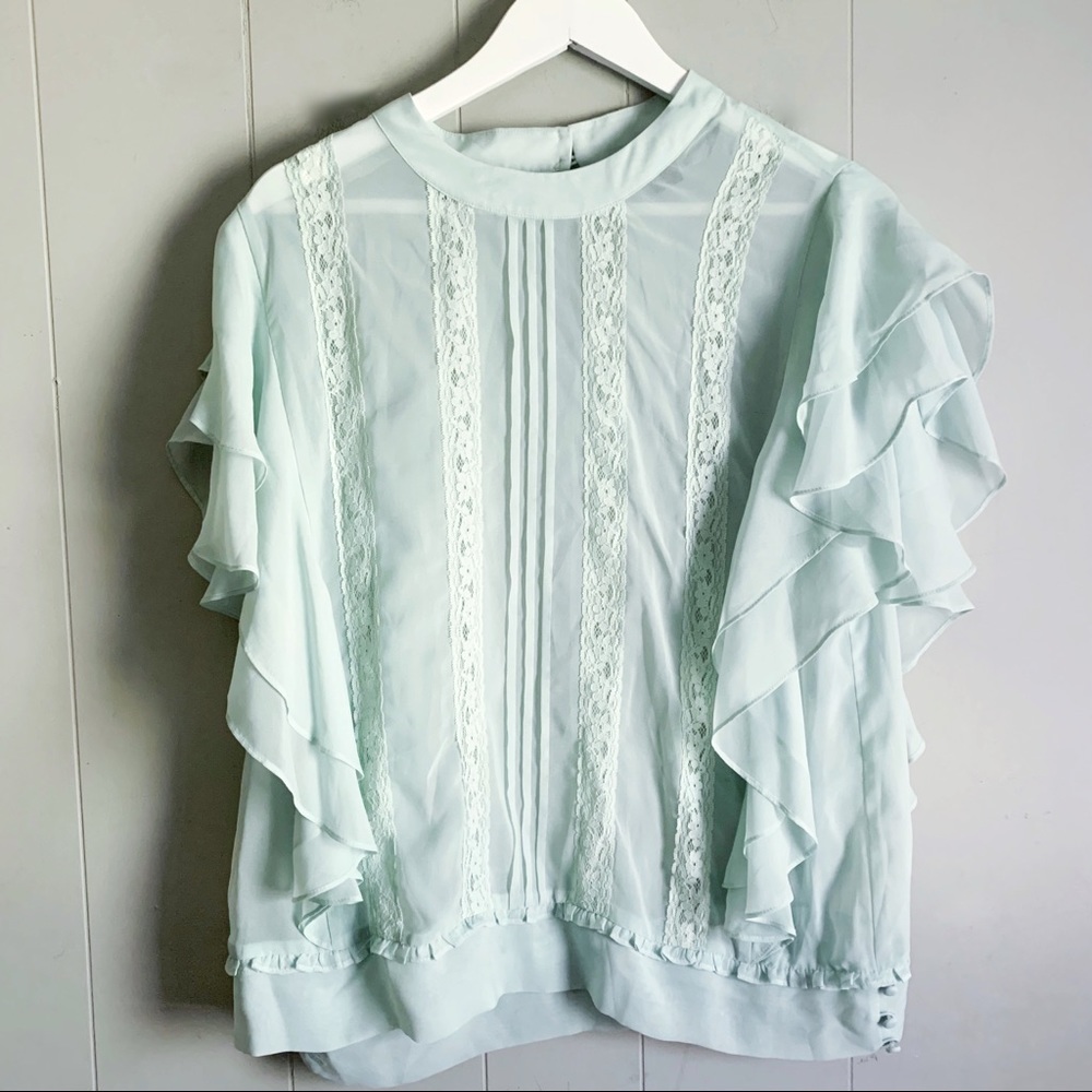 VICTORIAS SECRET Vintage Sheer Lace High Neck Blouse L